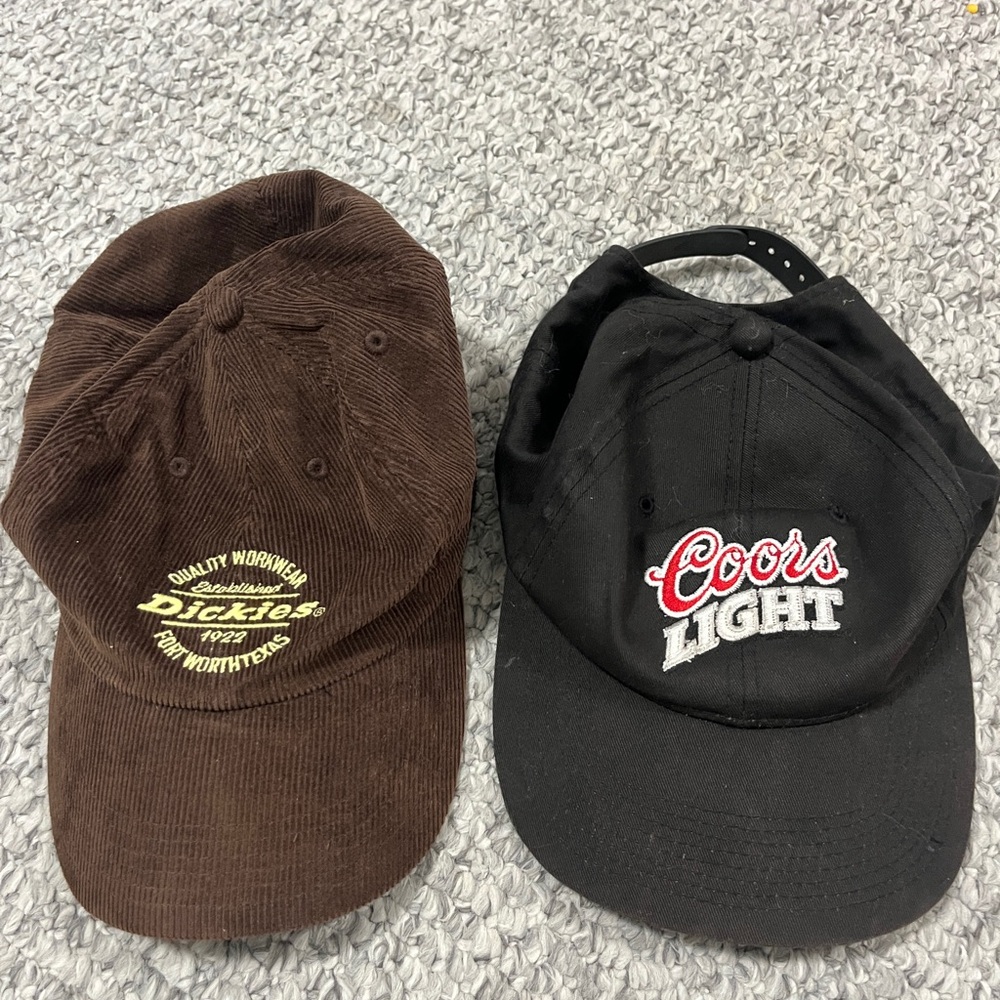 Dickies Brown Cap and Coors Light Black Cap